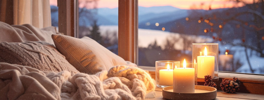 Kerzen am Fenster mit Winterlandschaft - Rauhnächte 2025/26 gemütliche Atmosphäre zum Innehalten
