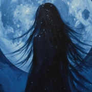 schwarzer Mond Lilith Frau vor dem Vollmond in der Nach