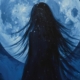 schwarzer Mond Lilith Frau vor dem Vollmond in der Nach